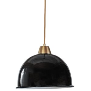 גוף תאורה תלוי בעיצוב מודרני, בצבע שחור עם בסיס זהב, מתאים לסלון או למטבח.